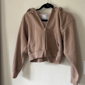 TNA cozy fleece cropped zip up size xs
